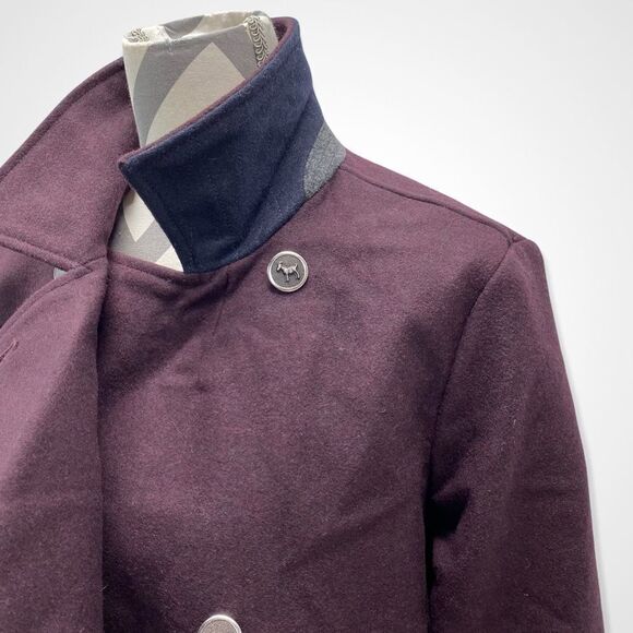 ED by Ellen cropped wool Burgundy peacoat size Large - Picture 6 of 15